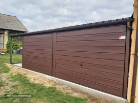 Garáž 6 x 6 hnedá matná + prístrešok 2m