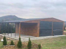 Garáž 6x6 zlatý dub + grafitová brána